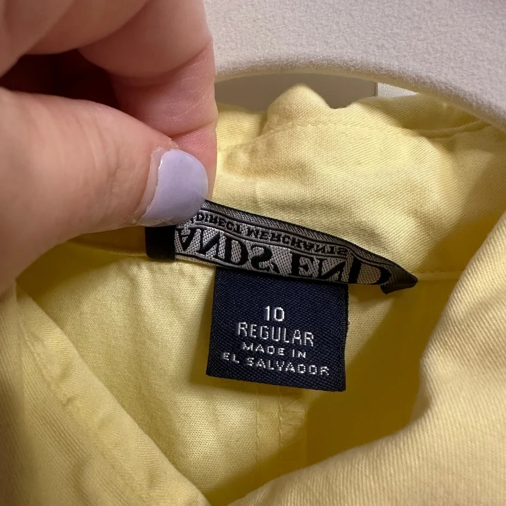 Lands End Button Up Shirt Dress Womens 10 Yellow Short Sleeve Pocket Vintage 90s - Picture 4 of 12